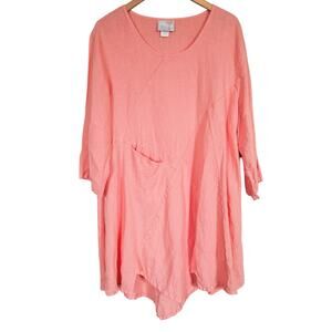 La Fixsun Linen Asymmetrical Hem Tunic Top Women's Size X-Large Lagenlook
